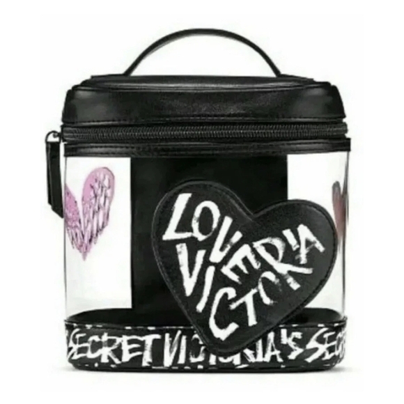 Victoria's Secret Handbags - VICTORIAS SECRET LOVE VICTORIA GRAFFITI COSMETIC BAG MAKEUP TRAIN CASE HEART NWT